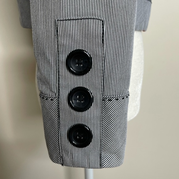 LOFT Blue/Black & White Striped Bolero Jacket. - Picture 5 of 12